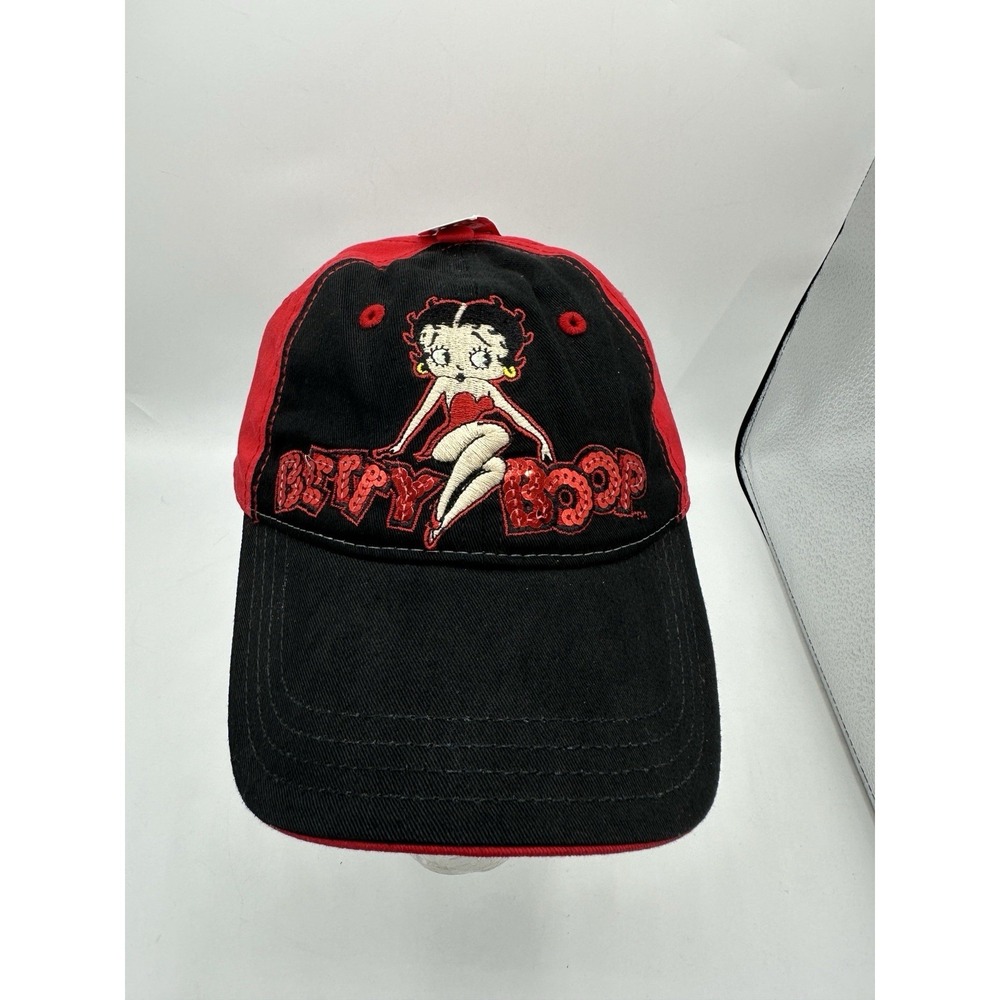 Betty Boop Hat Cap Red Black Sequins Strapback Y2K Vintage Style NWT